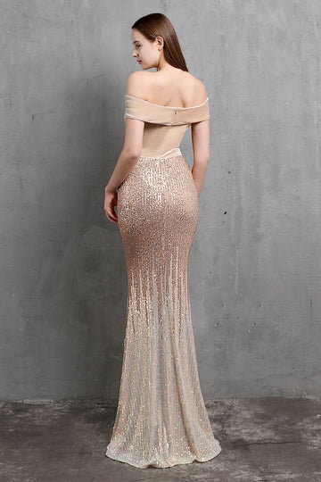 Guld havfrue Paillet Lang Prom Dress